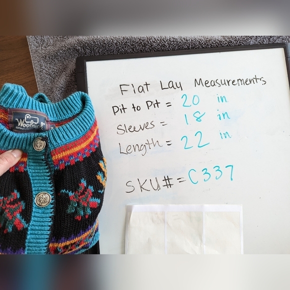 Woolrich sz.M Vintage 90s Grandma Cardigan Sweater Button Up Fair Isle Nordic - Picture 12 of 13